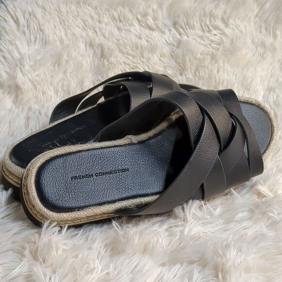 French Connection Strappy Black Flatform Sandal, Size 6.5 Approx - Picture 6 of 9